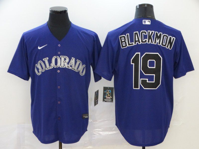 Men Colorado Rockies #19 Blackmon Purple Nike Game MLB Jerseys
